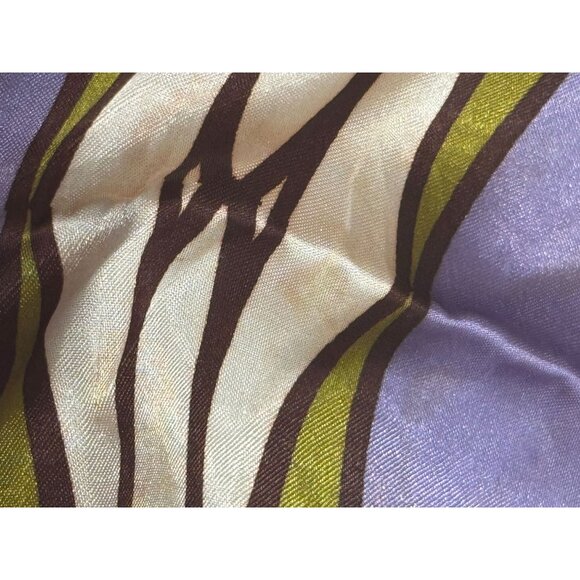 Vintage Acetate Scarf With Retro Striped Design In Orange Yellow Green & Purple - Picture 4 of 7